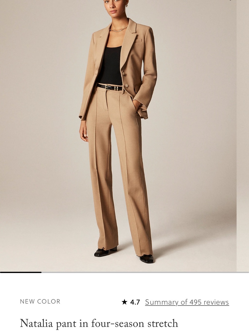 J. Crew Natalia Camel straight -Leg High-Rise Trousers - Picture 2 of 7